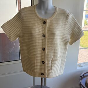 Joie Cream Button-Up Cardigan Large